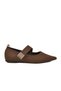 Brown Anorak Knitted Pointed Toe Banded Women's Ballerina Shoes 855214 Z