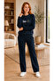 Women's Bestill Written Sweatshirt Set – Round Neck Printed Sweatshirt and Straight Leg Bottom 2-Piece Set