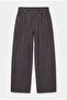 Women's Brown Striped 1W6-7 Barrel Fit Loose Cut Design Denim Trousers - 7