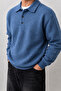 Men's Polo Collar Oversize Knit Sweater – Comfortable Fit - 2
