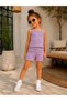 Girl's Lilac Color Crop Top and Shorts Two-Piece Stylish Summer Set