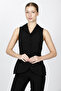 Shawl Collar Patchwork Vest-Black - 1536100 - 2