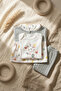 Rabbit Printed Hooded Cardigan, Bodysuit and Ribbed Trousers 3-Piece Baby Set - 100% Cotton Sof - 6