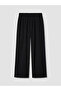 Black Elastic Waist Wide Leg Women's Trousers - 7