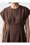 Nevavm Oval Neck Pleated Peplum Blouse with a Difference - 3
