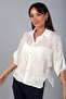 Women's Italian Floral Embroidery Oversized Lyocell Fabric Shirt - 2