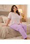 Women's Plus Size Milan Fabric Crew Neck Short Sleeve Pajama Set Gift, Dowry Pajama Set - 2