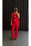 Women's Gold Buttoned Vest Pants Suit - 4