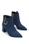 Siri Diva Women's Pointed Toe Heeled Boots 0012630 Navy Blue Suede - 3