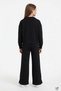 Black Girls' Embossed Sweatshirt with Snap Fasteners and Wide Leg 2-Piece Tracksuit Set 24762 - 5