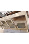 Modern Console Table Wood Design with Ribbed Glass Doors - 4