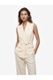 Long Double-Breasted Blazer Vest with Pockets and Belt - 3