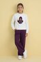 Burgundy Girls' Hoodie Detailed Sweatshirt Wide Leg Sweatpants Set 24781 - 3