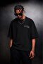 Men's Black Heavy Embossed Print Oversize Tshirt - 3