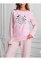 Purple Hello Winter Patterned Women's Plush Pajama Set - 4
