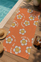 Orange Background Smiling Flower Patterned 70X150 Beach Towel - Digital Printed Fade-Resistant Bath Towel - 2
