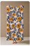 Orange Navy Blue Retro Floral and Sun Motif 70X150 Beach Towel - Digital Printed Bath Towel - 4