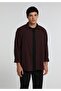 Regular Fit Shirt Neck Plain Men's Burgundy Long Sleeve Shirt