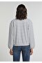 Regular Fit Polo Collar Striped Women's Blue Sweatshirt - 2