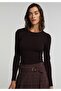 Slim Fit Round Neck Solid Women's Purple Long Sleeve T-Shirt