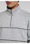Relaxed Fit High Collar Plain Men's Gray Sweatshirt - 4