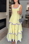 Yellow Purple Piping Poplin Dress - 8611 - 2