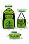 Licensed Green Patterned Primary School Bag Thermal Lunch Bag Pencil Holder Set of 3 - 2