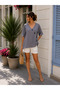 Timeless Elegance – V-Neck Button Detail Relaxed Fit Linen Blouse - 5