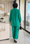 Green Front Folded Stone Hijab Tunic Pants Double Set - 3