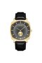 Men's Gold Stainless Steel Watch, Black Leather Band | Trn-Ss45