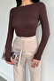 Coffee Gülseli Women's Crew Neck Lycra Basic Body Blouse - 3