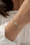 💎   Premium Shiny Gold Color Waterway and Round Zircon Stone Detailed Layered Women's Bijouterie Bracelet (23cm) - 2
