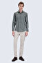 Green Slim Fit Open Italian Collar 100% Cotton Long Sleeve Sport Shirt - 2