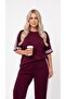 Women's Plus Size Short Sleeve Crew Neck Side Stripe Tracksuit Set 8288-26 - 2
