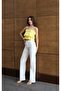 Women's White Jean Pants High Waist Half Spanish Leg Long Denim - 3