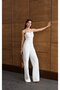 Women's Ecru Jean Jumpsuit with Rope Straps, Zipper Back, Wide Legs - 5