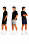 Men's 3-Piece Casual Shorts Set Black Gray Navy Blue with Pockets Comfortable Cut Knee Length - 2