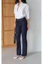 Women's Rinse Jean Pants High Waist Mini Flare Leg Raw Stitched Denim - 2