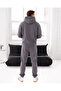 Unisex Women's Men's Front Middle Printed Oversize 3 Thread Hooded Tracksuit Set - 3