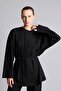 100% Cotton Crew Neck Tie-Waist Long Sleeve Tunic H3717Ax26Au - 3