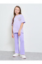 Teen Girls Lilac Solid Side Slit Knitted Fit and Flare Leggings - 2