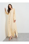 Yellow Solid Button Details Maxi Dress