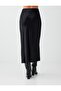 Black Slim Fit Elastic Waist Maxi Satin Skirt - 5