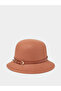Brown Boater Hat with Faux Leather Belt Detail