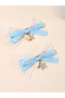 Pack of 2 -Girls Blue Seashell Embellished Bow Hair Clips - 5