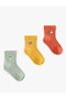 Cotton 3-Piece Sock Set with Animal Figures and Embroidery Detail - 2