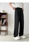 Men Black Linen-Look Pleated Wide-Leg Trousers - 3
