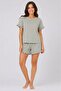 Women's Shorts Pajama Set Plain Pattern Ruffle Detailed Short Sleeve Comfortable Summer 2-Piece Home Wear Set