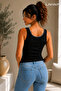 Women's Embroidery Detailed Undershirt Cotton Slim Fit Basic Ribbed Undershirt - 3