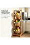 FFD 3-Tier Wooden Storage Rack with Handwoven Jute Baskets - Freestanding Organizer for Kitchen, Bathroom & Living Room - 6